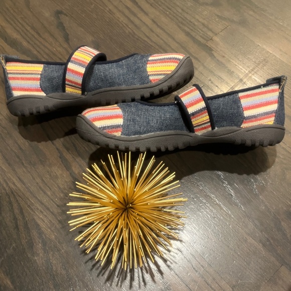 Keen Youth Mary Jane Shoes Harvest Striped Blue Denim Size 3 - Picture 4 of 6